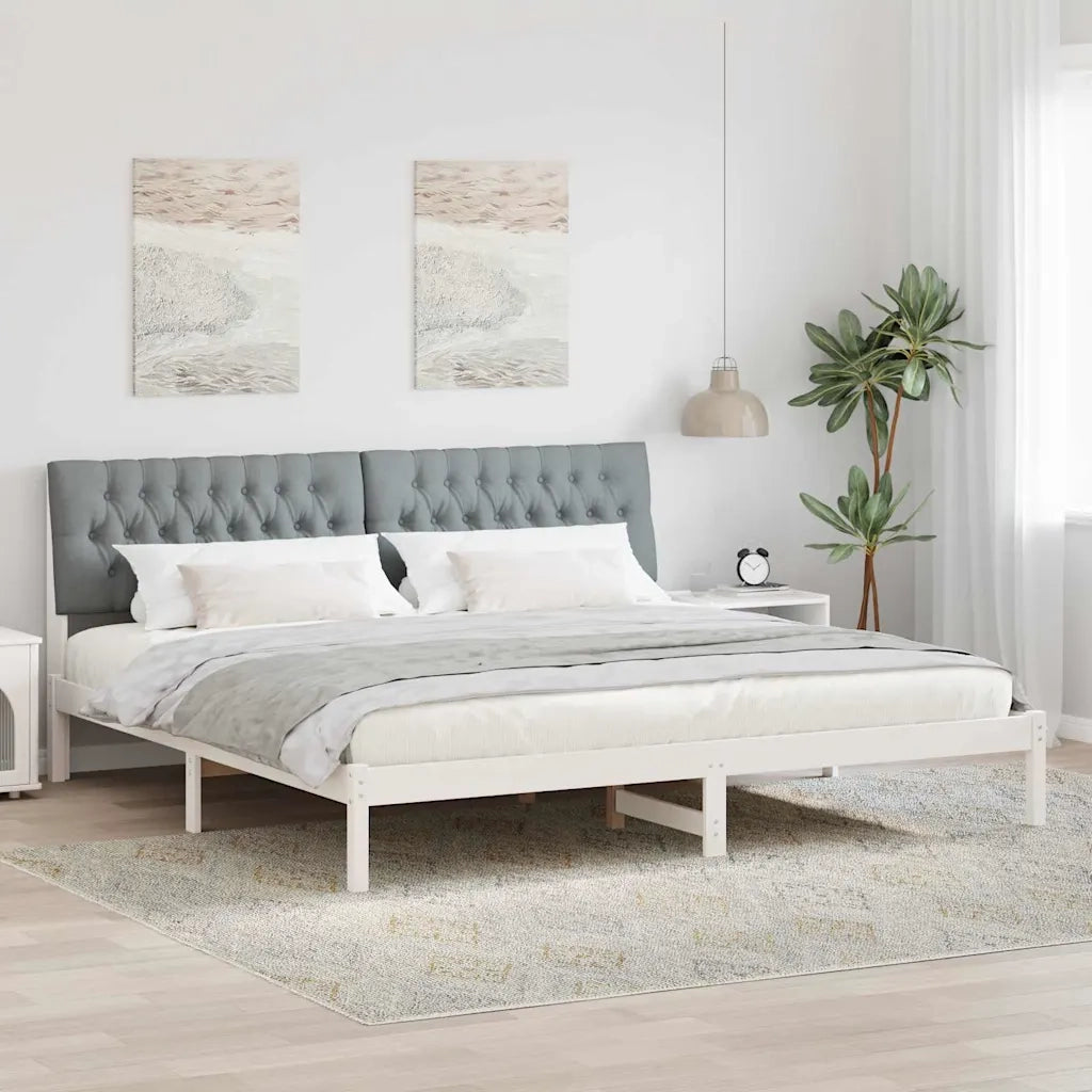 Letto con Testiera Rivestita-Struttura Letto con Testiera Bianco 200 x 200 cm