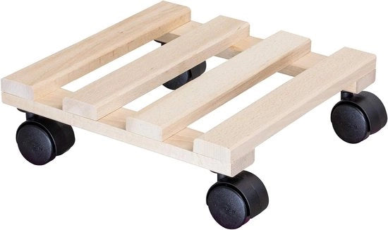 Trolley per piante 25 x 25 x 8 cm I Trolley per fiori per interni I Trolley contenitore in legno di betulla FSC certificato naturale I Capacità di carico 100 kg I Prodotto in UE - 20043901