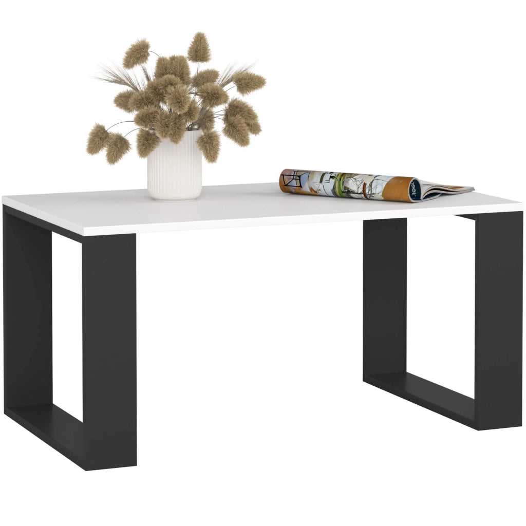 Tavolino da caffè AKORD NOX Bianco 92 cm gambe Nere 92x53x45 cm