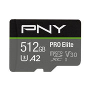 Sd-micro pny  512gb class 10 / uhs-i  u3, a1, v30, up to 90mbs writing speed - p-sdux512u3100pro-ge