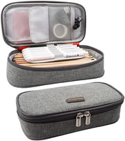 Etui Grande, Supporto di Blocco, Organizzatore del Burea, Grande Etui con Cerniera, Grande Cassetto di Archiviazione per Università, Scuola Secondaria, Articoli per Ufficio, Materiali da Scrivere, Grigio Chiaro