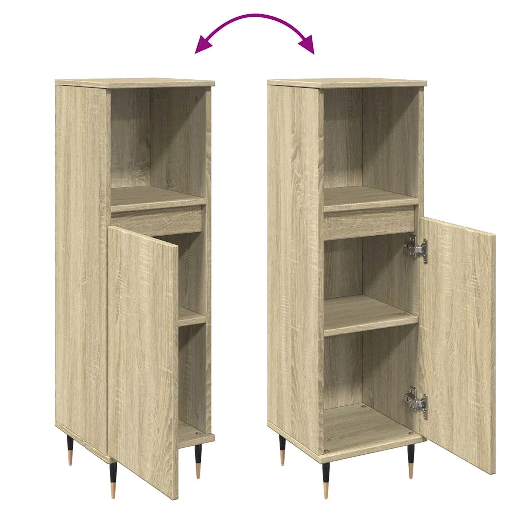 Mobiletto da bagno 30 x 30 x 100 cm pratico contenitore stile moderno legno ingegnerizzato di rovere Sonoma 02_0049713