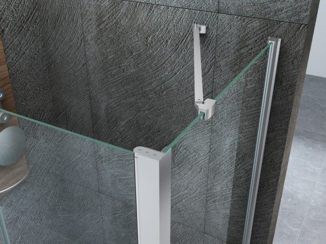 Box doccia in Cristallo 8 mm frameless due lati fisso piu' porta libro - Misura: 80 x 80 x 80 xh195cm 
