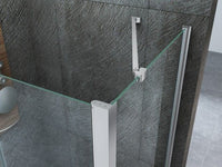 Box doccia in Cristallo 8 mm frameless due lati fisso piu' porta libro - Misura: 80 x 70 x 80 xh195cm