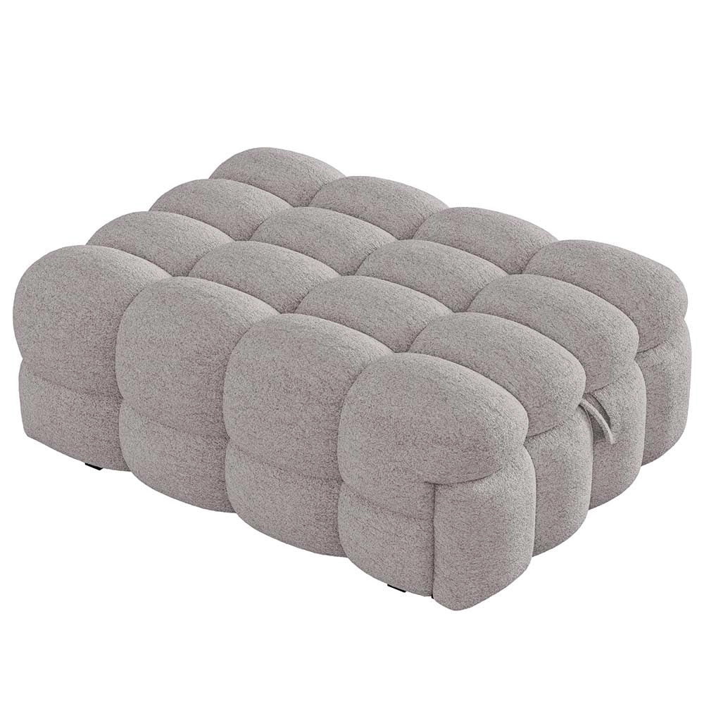 Pouf letto trasformatore - Xylo - grigio, tessuto orsacchiotto, morbido