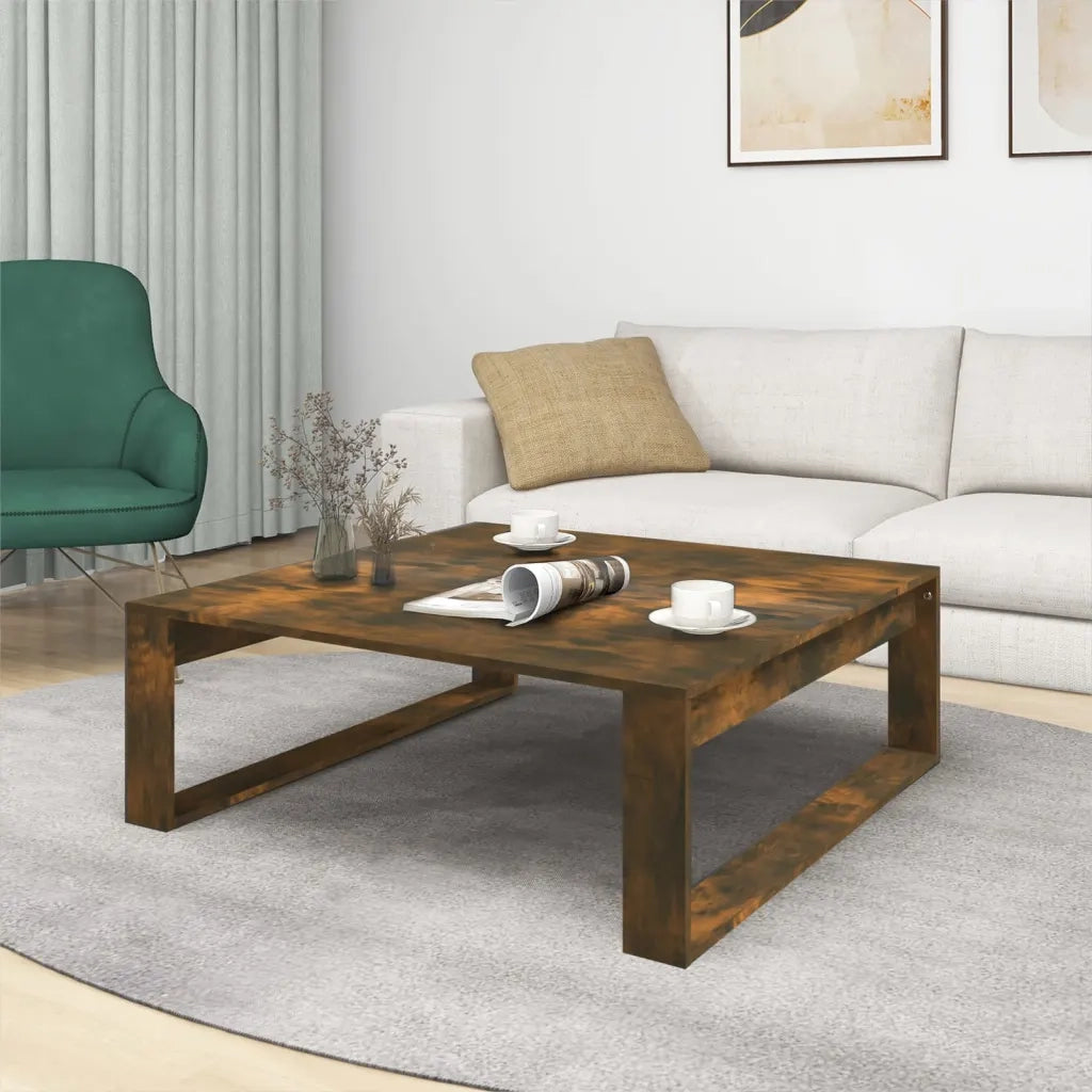 Tavolino da salotto | Tavolino da caff¨¨ | Tavolino da Soggiorno Rovere Fumo 100x100x35 cm Legno Multistrato