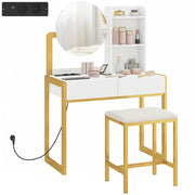 Cassettiera da trucco con specchio e 2 cassetti ¨C zephmum ¨C bianco