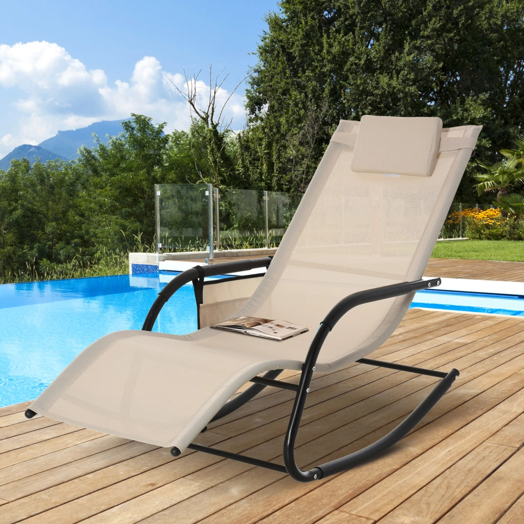 Struttura metallica beige sedia basculante all'aperto 150×62×88cm