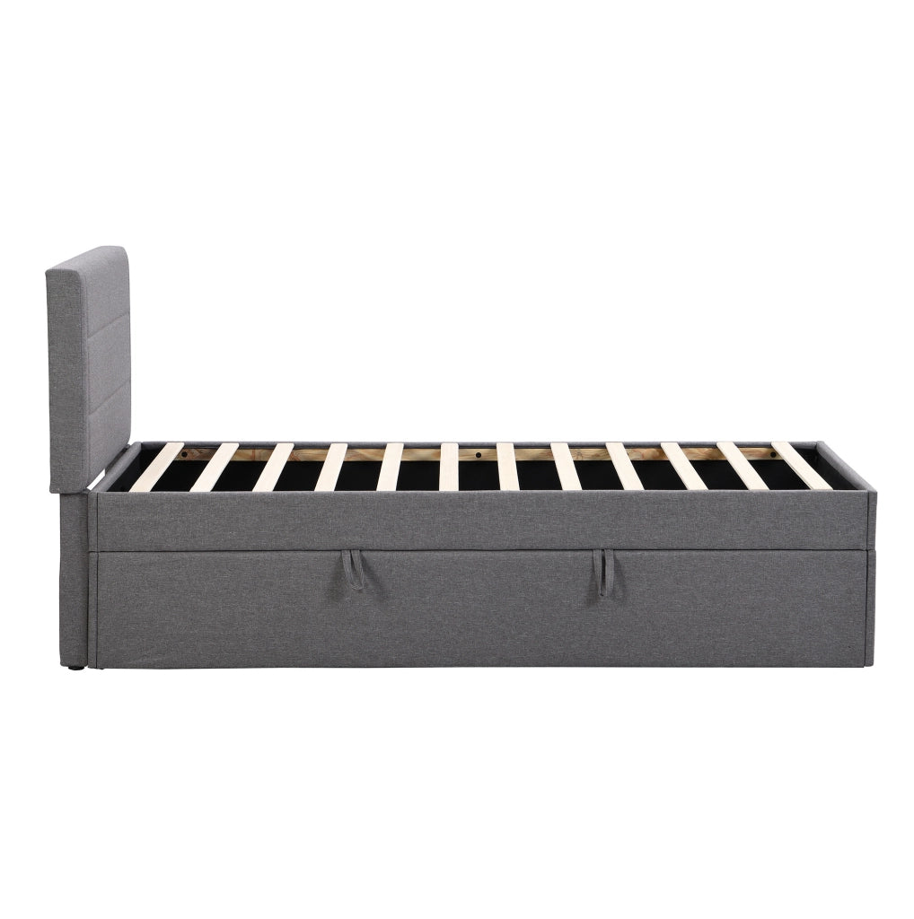 Letto imbottito 90x200 cm con contenitore e rete a doghe