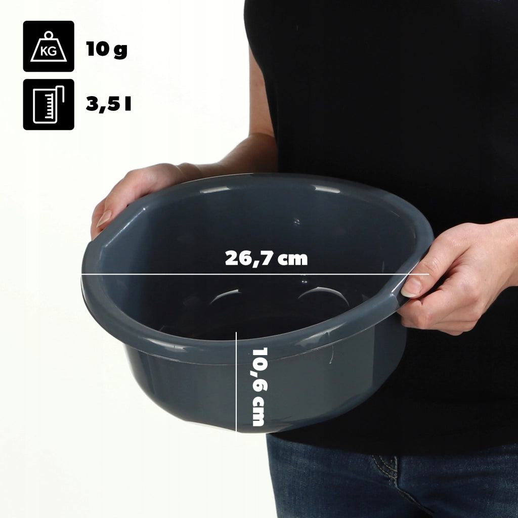 Bacinella in plastica KADAX da 3,5 litri, rotonda, con manici