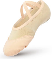 Balletschoene Super Comfortevoli - Punte in Pelle - Scarpe da Ballo - Tessuto/Cannellato - Scarpe da Ginnastica con Cerniera - Scarpe da Ballo Leggere e Soffici