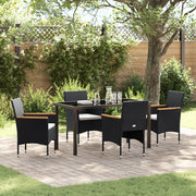 Set da Pranzo da Giardino 5 Pezzi Nero Polyrattan