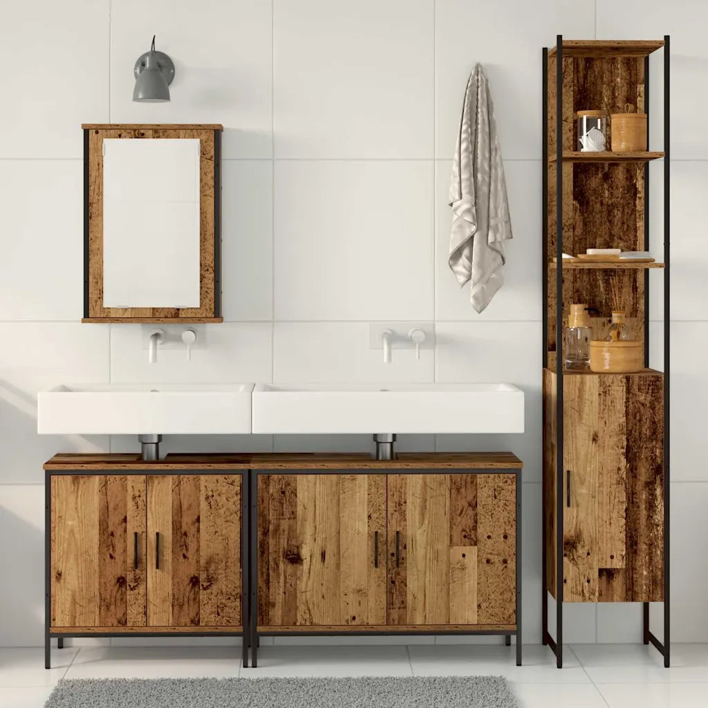 Set di mobili per il bagno 4 pcs Marrone Legno multistrato 3332595