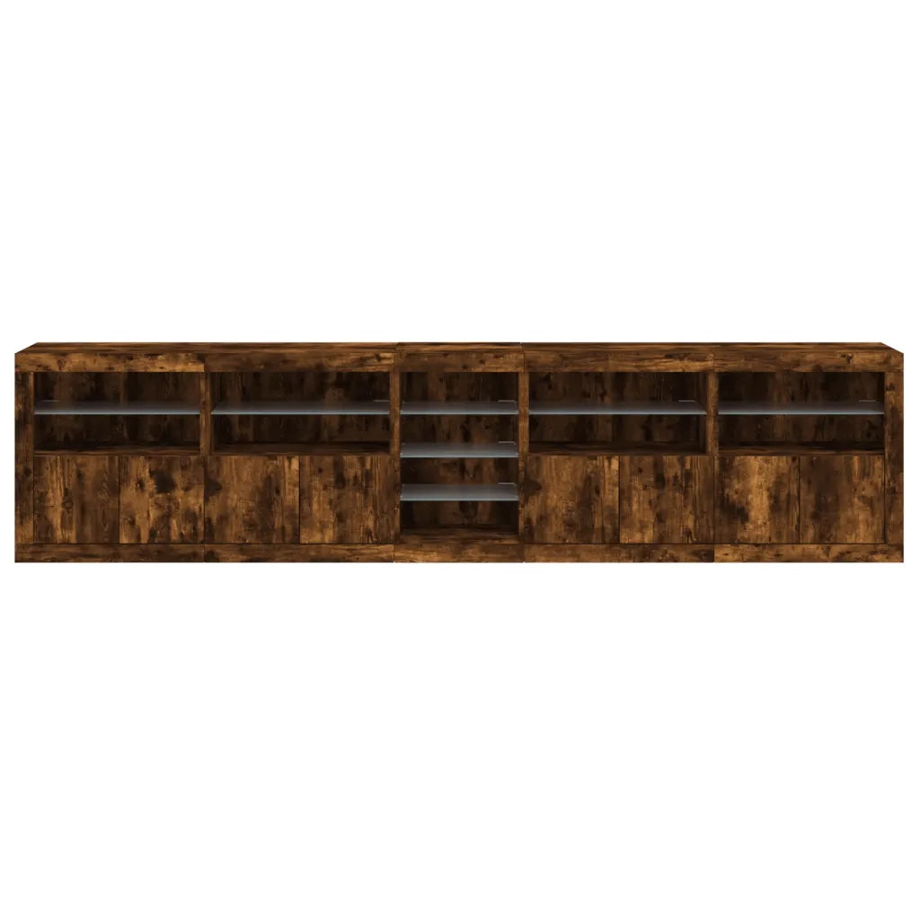 vidaXL Credenza con Luci LED Rovere Fumo 283x37x67 cm