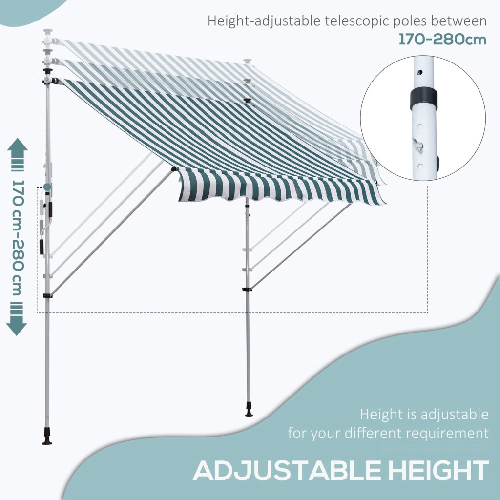 Tenda da Sole a Muro 200x150 cm con Pali di Supporto Bianco, Verde