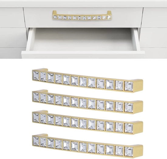 Manubrio a mano 128 mm - 4 pezzi - Acciaio inox/Zincatura - Viti/Cristalli/Letto - Doppia foratura - Facile da installare