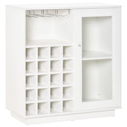 Credenza con Cantinetta 20 Bottiglie 80x36x85 cm con Porta Calici e Armadietto Bianco