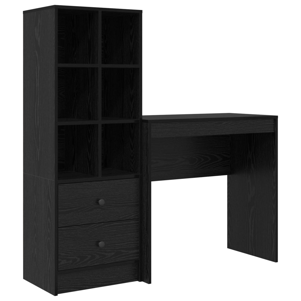 Scrivania con Storage Faggio Nero Legno Ingegnerizzato