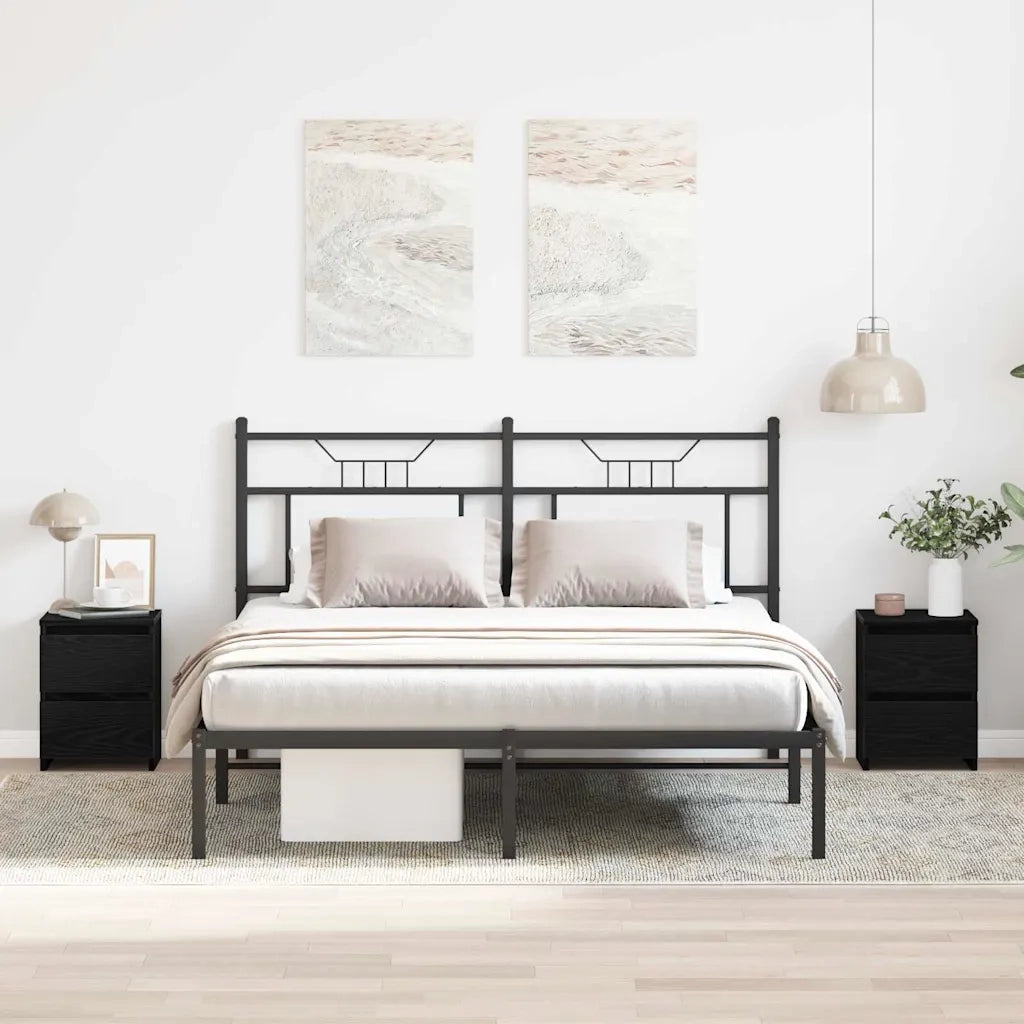 Set di 2 Comodini | Armadio da Notte | Mobiletto da notte con cassetto Rovere Nero 30 x 30 x 40 cm