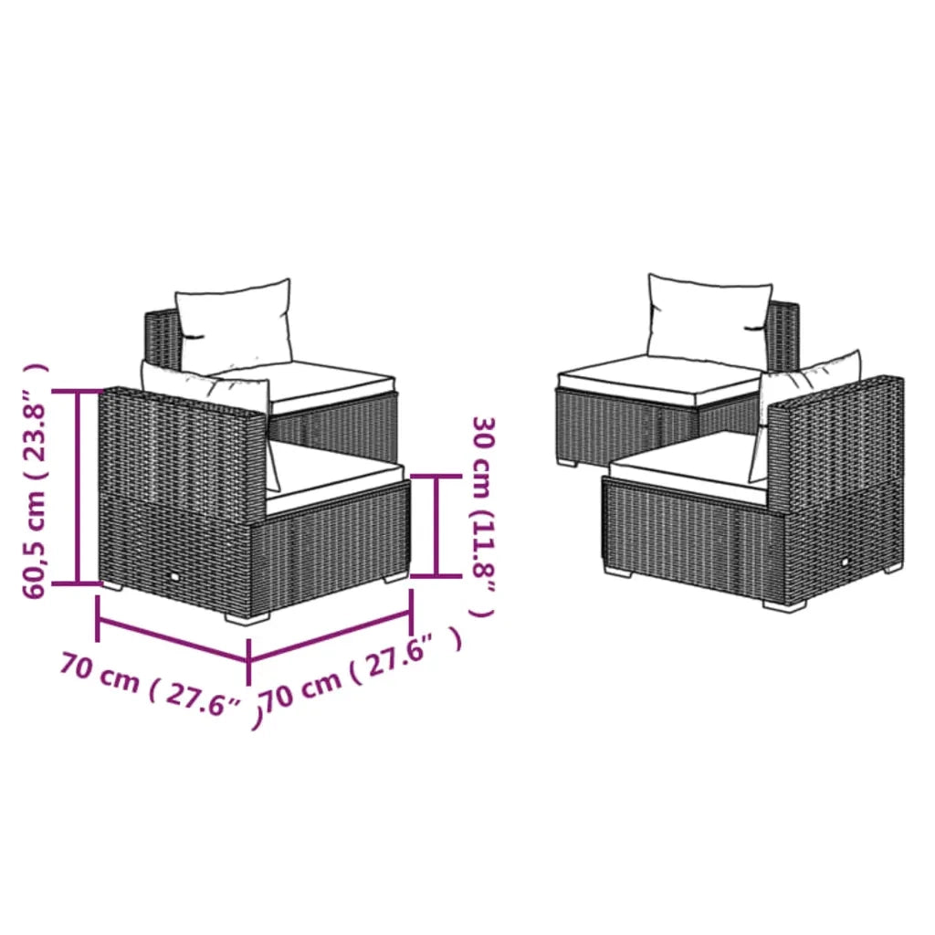 Set Divani da Giardino 4 pz con Cuscini in Polyrattan Marrone 3101532