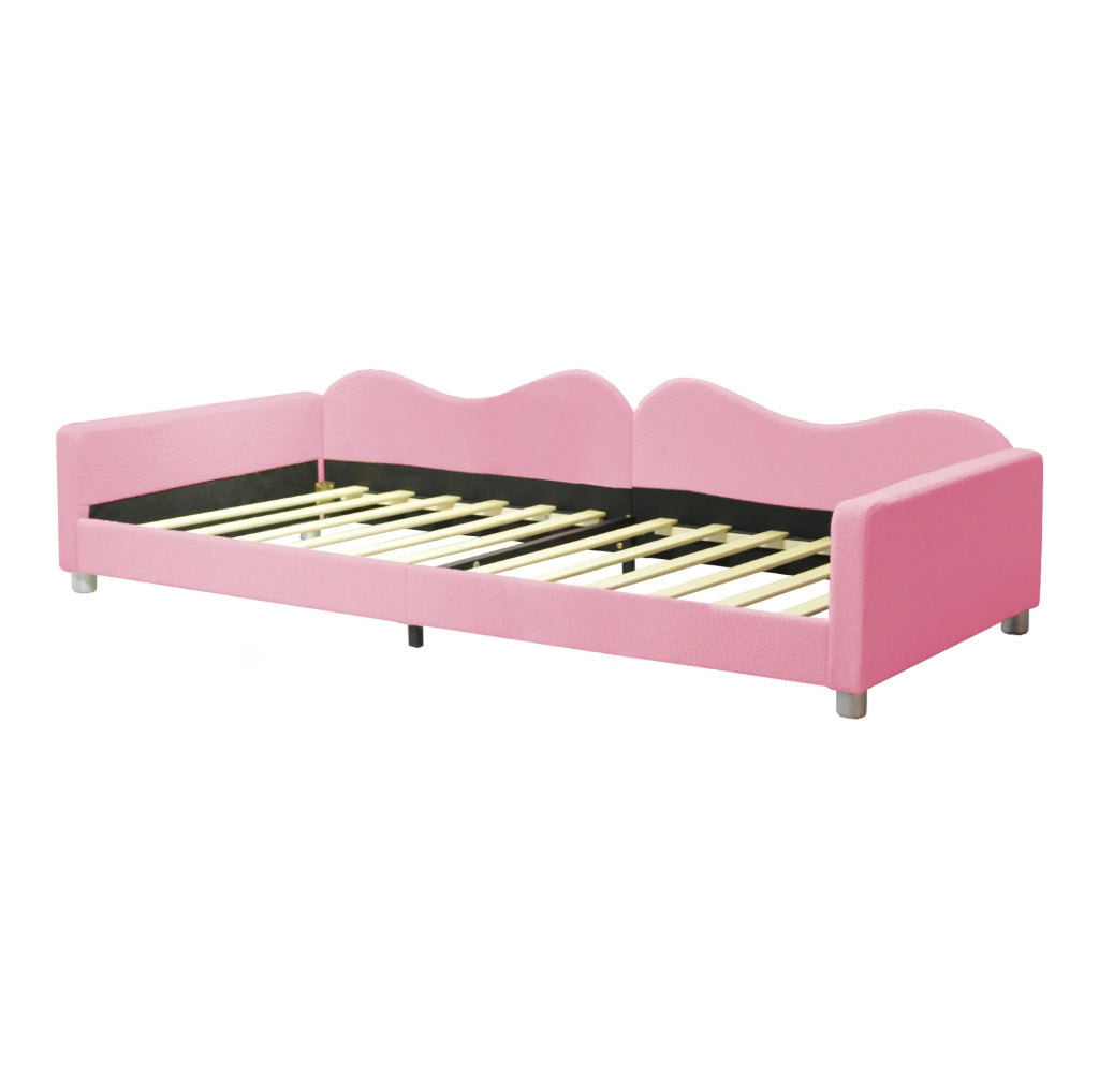 Letto per bambini 90x200 cm utilizzabile come divano letto con doghe, rosa