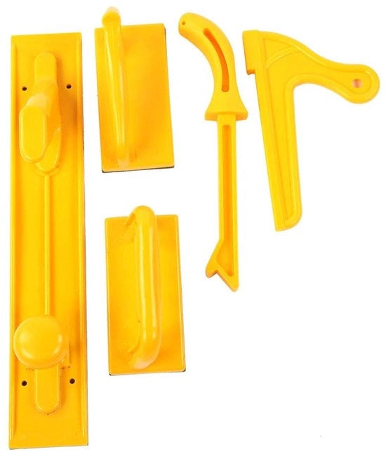 Set di blocchi da spinta da 5 - Blocchi da spinta corti/lunghe - V-Stick - Stangone da spinta - Sostegni in gomma - Disegno in plastica robusto - Accessori per lavorazione del legno