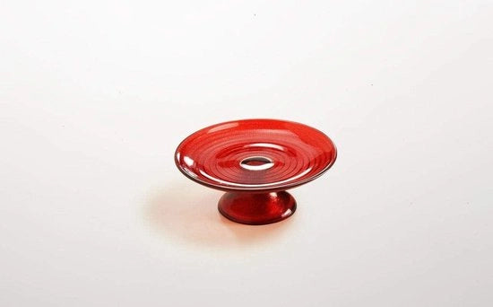 Supporto per torte - vetro rosso con riflessi dorati - cod.7206071R - 6h cm - diam.16 - supporto per frutta