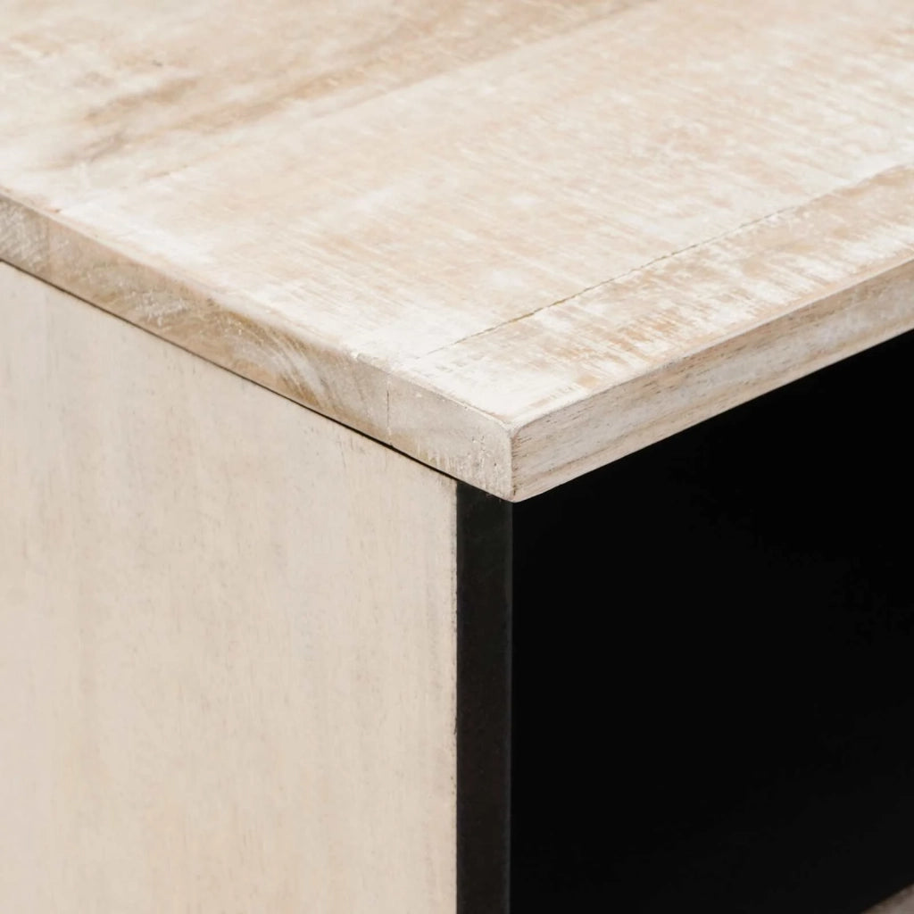 Mobile TV Bianco 100 x 33,5 x 46 cm Legno di mango massello 4018386