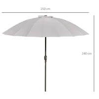 Ombrellone da Giardino e Terrazza 2.5x2.5 m a Manovella con 18 Stecche e Inclinabile, Grigio