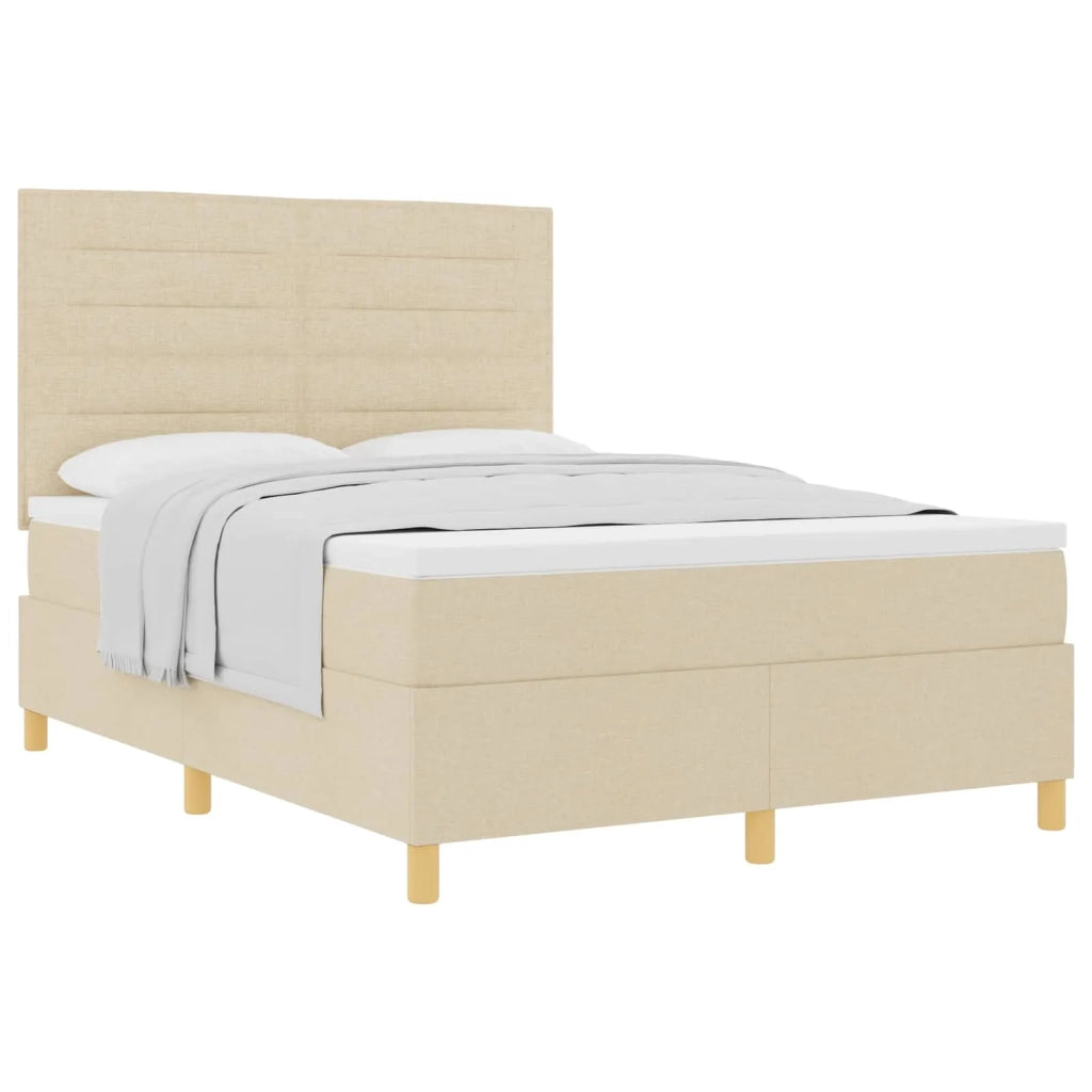 Letto a molle con materasso Crema 160 x 200 cm Tessuto 3339558