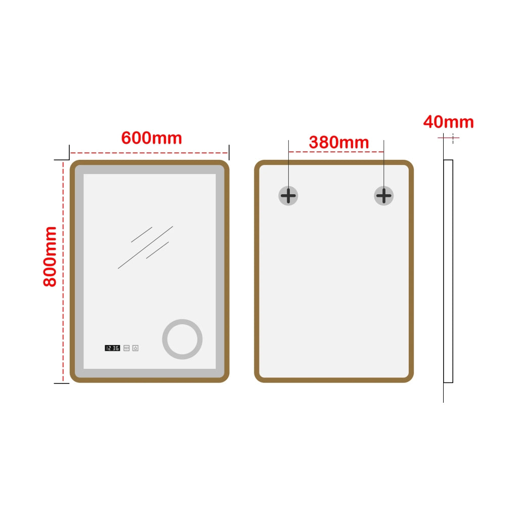 Specchio decorativo moderno a LED per il bagno 80 x 60 cm oro 03_0010167