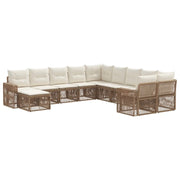 Set Divano da Giardino 11 pcs Beige e Bianco Crema polyrattan 3435324