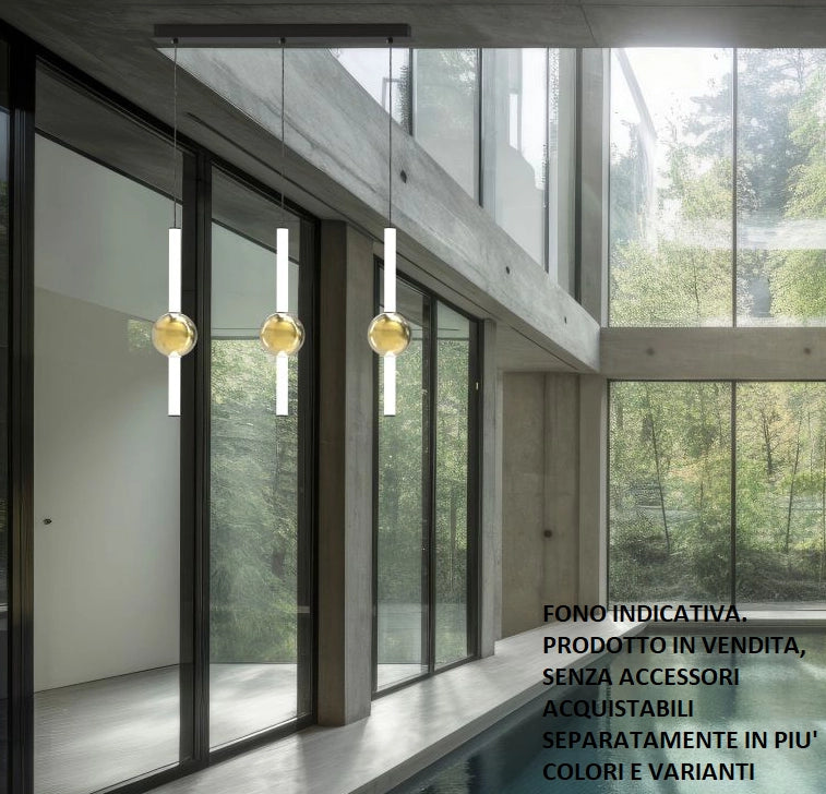 KIRA-S3L Sospensione 3 luci rettangolare Nero Opaco diffusori bianco , a led dimmerabile SDD 2800 - 5000k 75W 4875L