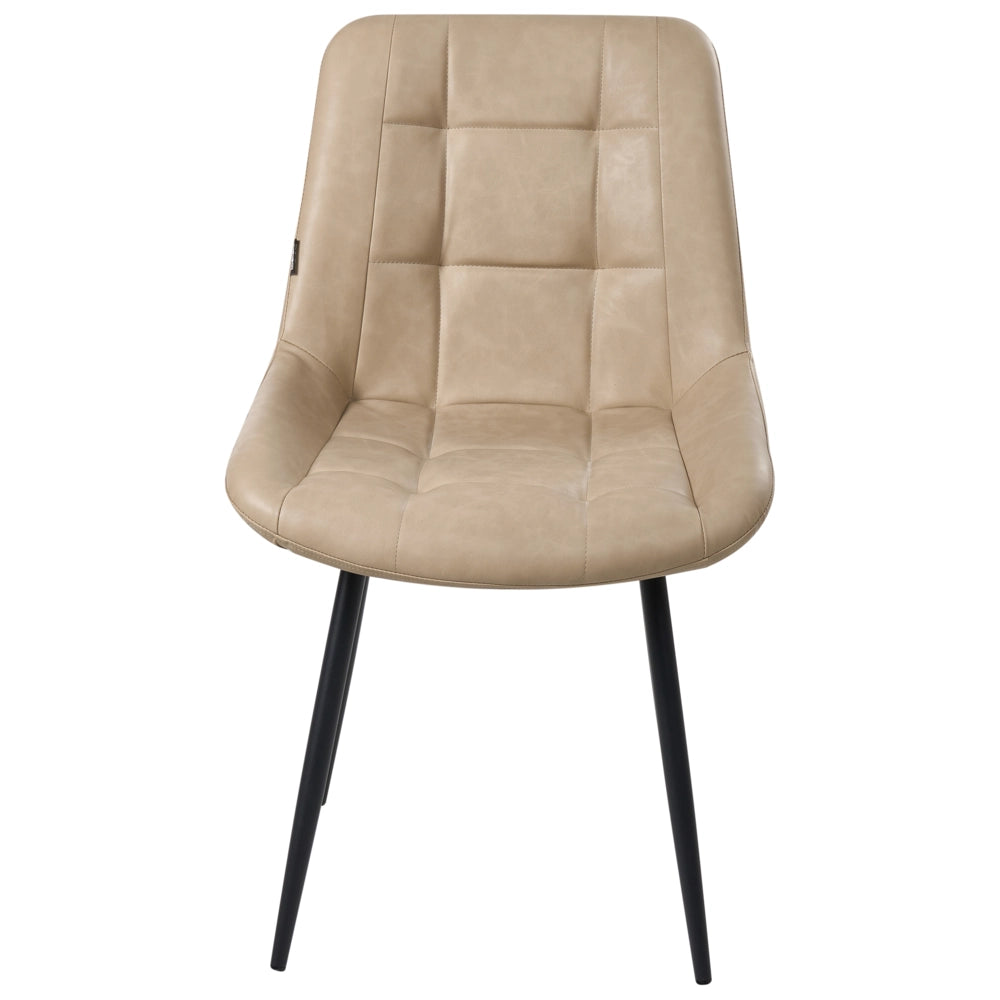 Set 2 Sedie da Pranzo in ecopelle beige Gambe in Acciaio Nero sedie imbottite