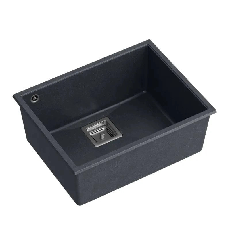 Lavello In Granito David 50 Black Metallic Tappo acciaio