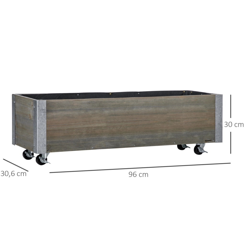Fioriera su Ruote ¨C Minimal ¨C Legno Massello, Grigio