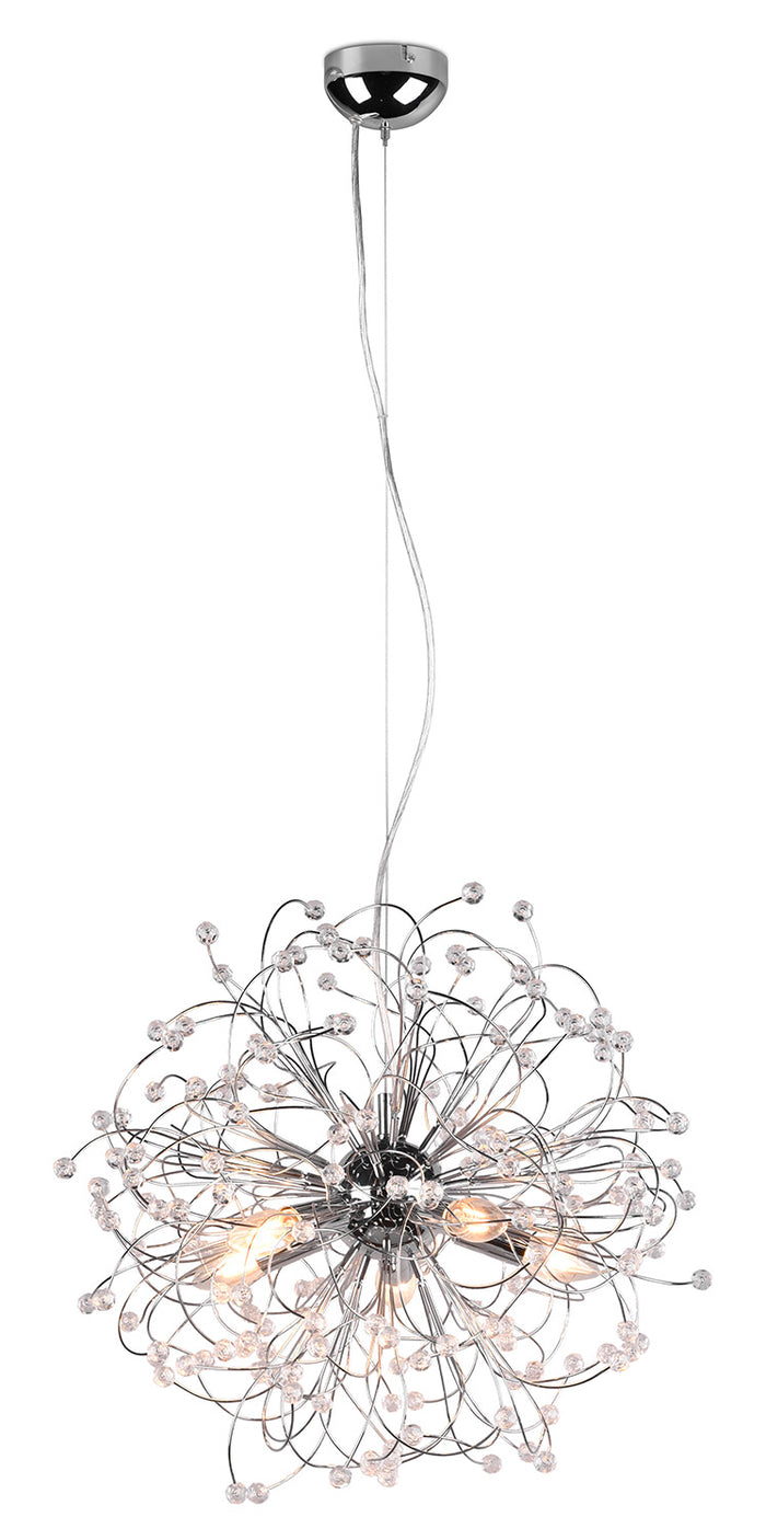 Lampada a Sospensione da Interno Attacco E14 in Metallo Cromo