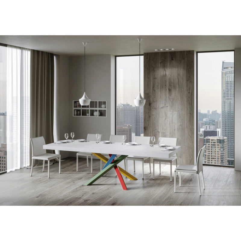 Tavolo allungabile 200/460x90 cm Volantis Premium telaio Multicolore 4/B - Bianco Frassino