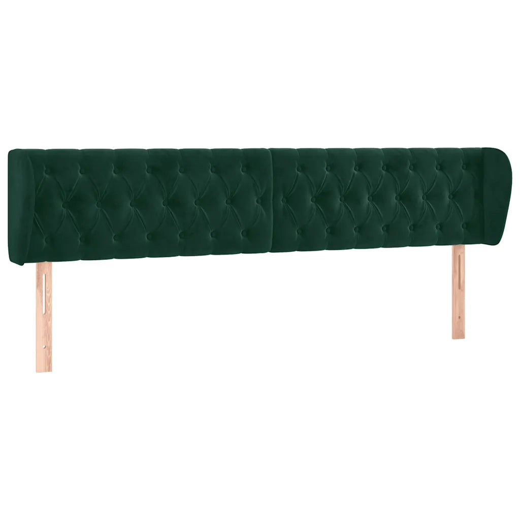 Testiera | Testata ad Orecchio Verde Scuro 183x23x78/88 cm in Velluto