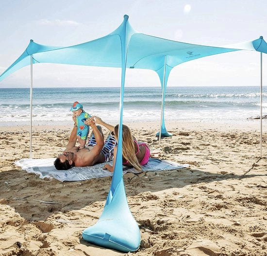 Tenda da Spiaggia Pop Up con Zanzara, Fili di Terra e Stabiliatori, Protezione UV 50+ per Escursioni in Campeggio, Pesca, Giardino o Picnic