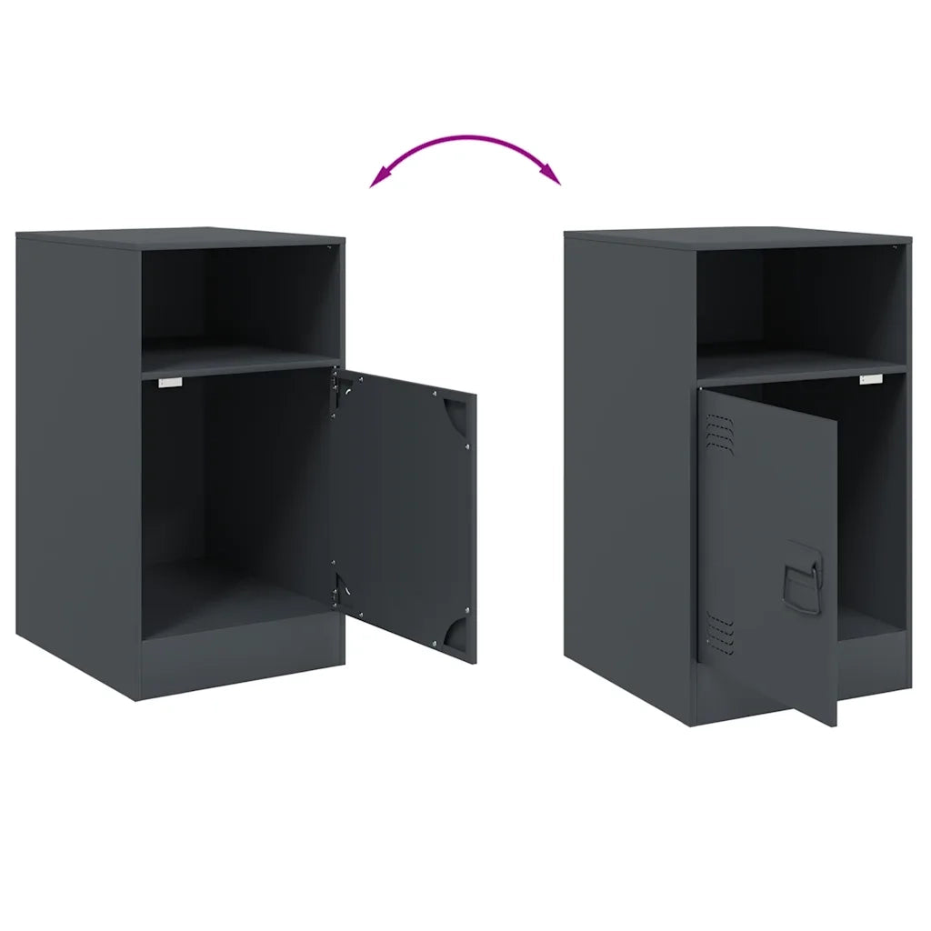 Comodino Antracite 34,5x39x62 cm in Acciaio 841767