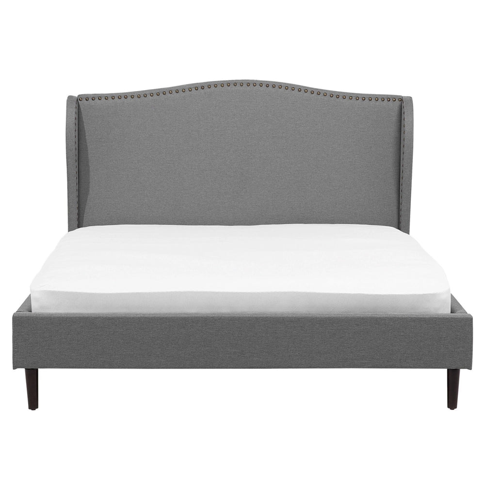 Letto imbottito con rivestimento in tessuto di colore grigio 160 x 200 cm tradizionale