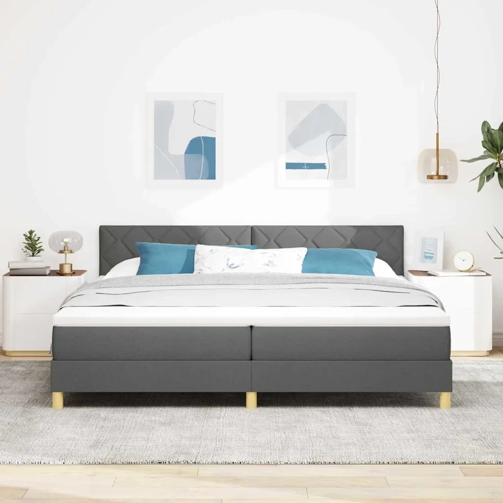 Letto a Sorgente LED con led Grigio scuro 200 x 200 cm Tessuto 3342542