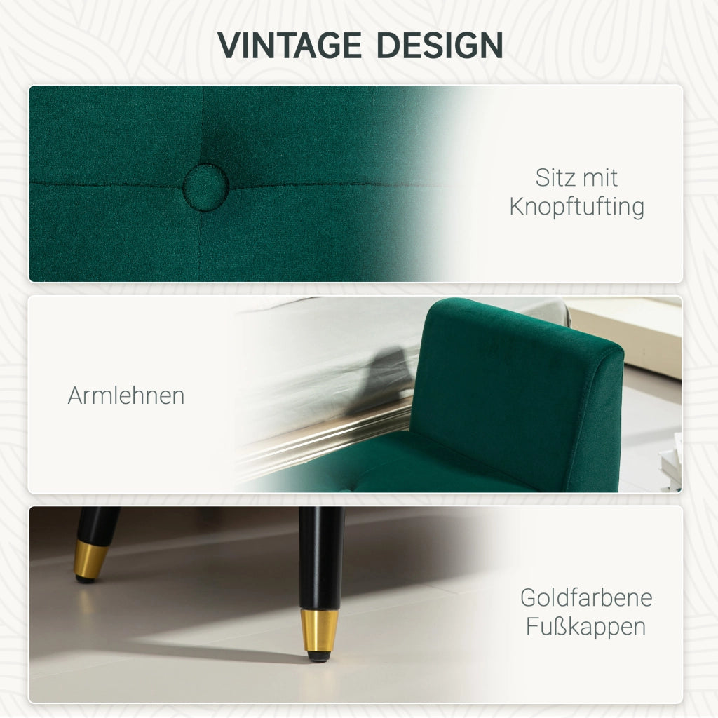 Panca contenitore in poliestere effetto velluto con seduta imbottita e coperchio apribile verde 107 × 42 × 65 cm