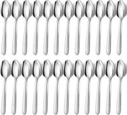 Set di 24 cucchiai, 20,4 cm, cucchiaio in acciaio inossidabile, cucchiaio da tavola lucidato a specchio, resistente alla lavastoviglie, cucchiaio d'argento per casa, cucina o ristorante