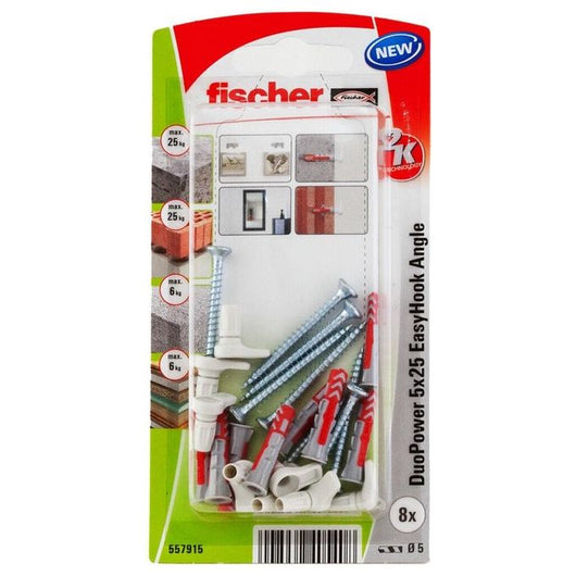 Fischer 557915 ancoraggio a vite e tassello 8 pz Kit di viti e tasselli a muro 25 mm