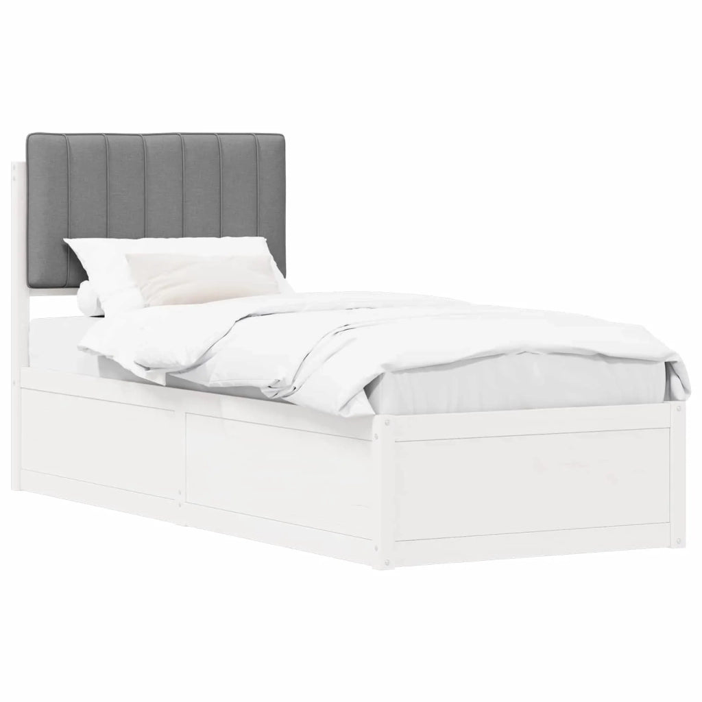 Letto con Testiera Rivestita Grigio chiaro 75 x 190 cm