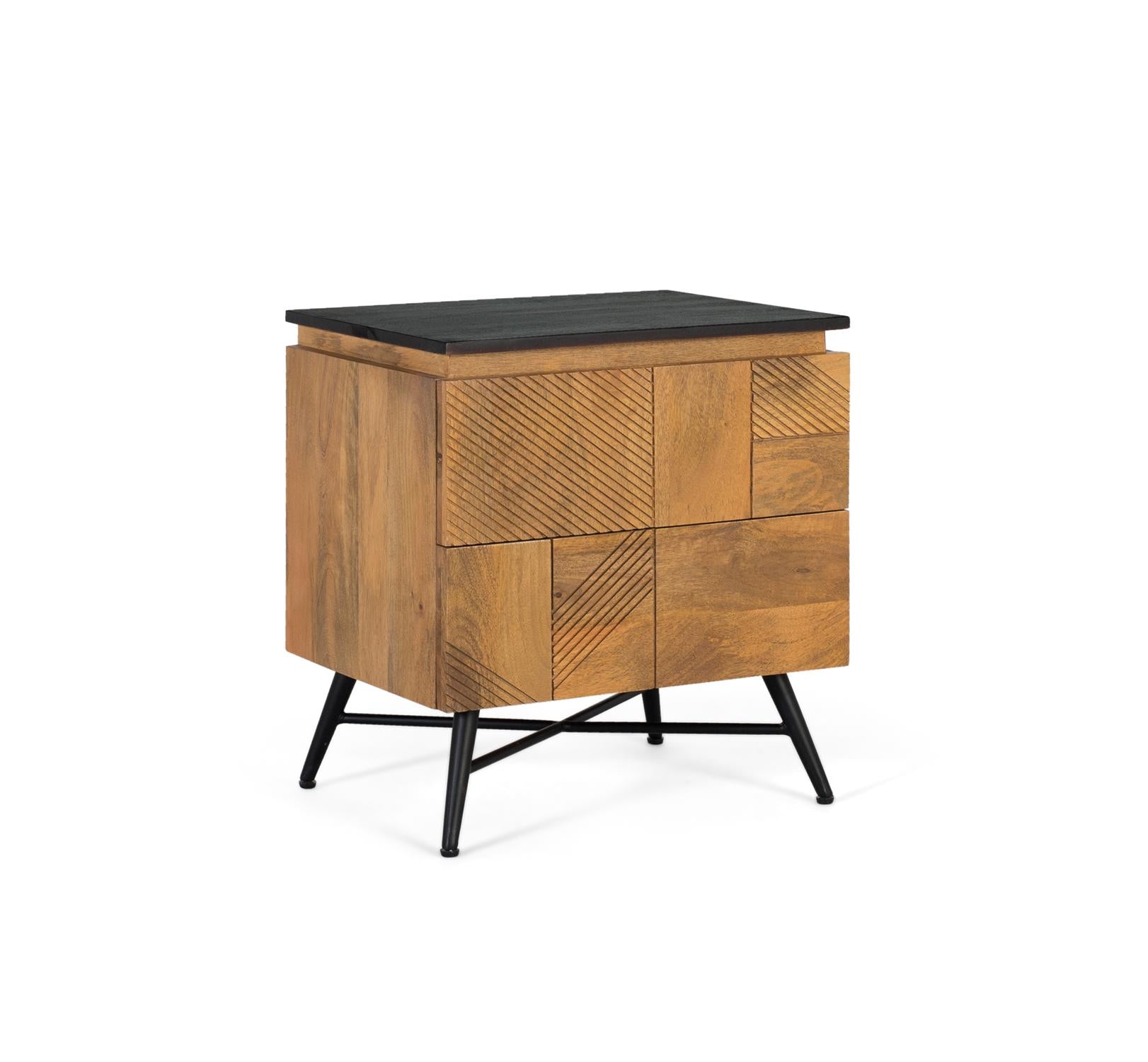 Comodino in legno di mango con finitura naturale