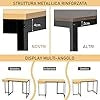 Scrivania per Computer da 120 cm con Cassetto, Scrivania per Ufficio con Struttura in Metallo e Piedini Regolabili, per Studio e Soggiorno, 120 x 55 x 75 cm (Naturale)