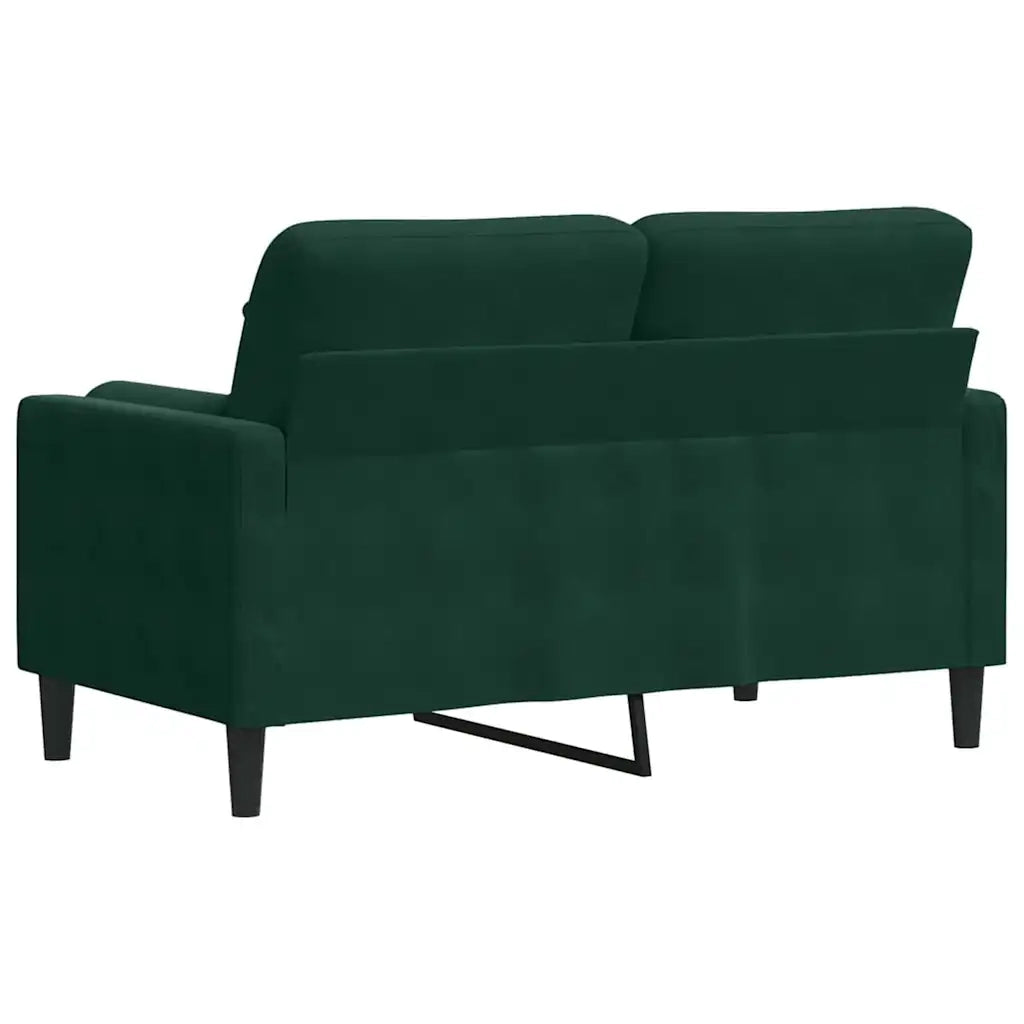 Divano a 2 Posti con Cuscini Verde Scuro 120 cm in Velluto
